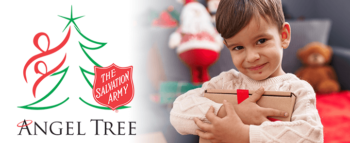 Boy at Christmas tree